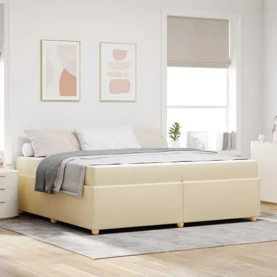 Productafbeelding van Maison Exclusive - Bedframe met matras, crème kleur, 200 x 200 cm, gestoffeerd
