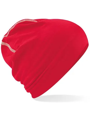 Produktbild von Beechfield B366 | Hemsedal Baumwolle Beanie / Länge: 24cm - Farbe: Classic Red/White - Größe: One Size