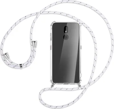Produktbild von Handykette Backcover-Schutzhülle mit Band (Metall silberfarben) für Nokia 3.2 32GB - weiß/grau