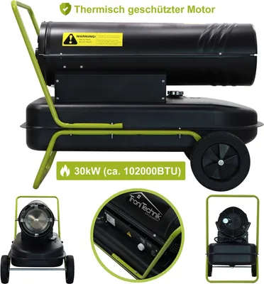 Produktbild von TroniTechnik® Heizkanone Dieselheizgebläse Dieselheizer 30kW Diesel Heißluftgenerator 230V, Heizleistung 30 kW, 36l Tank