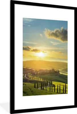 Produktbild von MuchoWow® Gerahmtes Poster Toskana - Sonne - Italien 60x90 cm - Poster mit Schwarzem Bilderrahmen Wandposter Rahmen Foto Bilder - Dekoration - Wandposter Wohnzimmer - Hochwertig