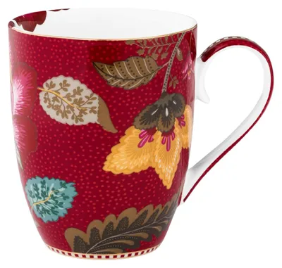 Produktbild von PIP STUDIO Blooming Tales Fantasy Dark Red Large Henkelbecher 0,365l