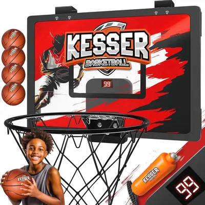 Mini-Basketballkorb für drinnen und draußen - Basketballbrett inklusive Ballnetz und Pumpe