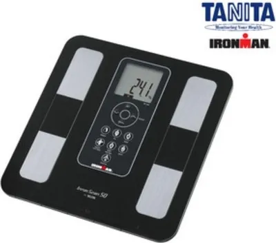 Produktbild von Tanita BC350BK21 Ironman Elektronische Personenwaage, max. 150 kg Tragkraft, LCD-Infodisplay, Körperfettanalyse, Körpermuskelanalyse, Körperwasseranalyse, Speicherfunktion, automatische Personenerkennung