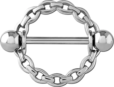 Produktbild von viva-adorno Nippelpiercing Brustpiercing Brustwarzenpiercing Schild Glieder Kette Ring Barbell Piercing Z578, silber