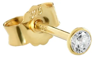 Produktbild von NKlaus einzelner Kelch-Ohrstecker, 375 Gelbgold, weißer Zirkonia, 3mm