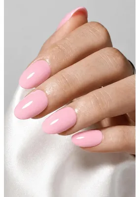 Image de Ongles artificiels courts, de forme ovale, couleur rose pastel, lot de 32 pièces avec coussinets adhésifs