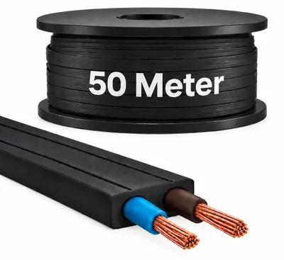 Produktbild von 50m Illu-Flachbandkabel H05RNH2-F 2x1,5mm² Schwarz
