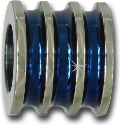 Image de Amello Beads striés perles acier argent bleu femmes AMB223B