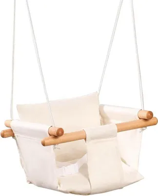 Produktbild von Holzschaukel für Kinder, schaukelt von 1 Jahr an, für Kinderzimmer, beige, Holzschaukel für die Tür.
