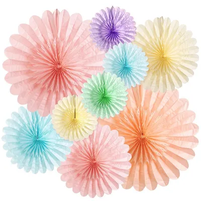 Image de Décoration d'anniversaire, éventails en papier pastel, décoration de fête, décoration de chambre d'anniversaire, décoration pour filles, guirlande, mariage, baby shower, fiançailles, enterrement de vie de jeune fille