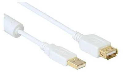 Zdjęcie produktu dla Alcasa 2511-WHF1, 1 m, USB A, USB A, USB 2.0, Męska/Żeńska, Biały