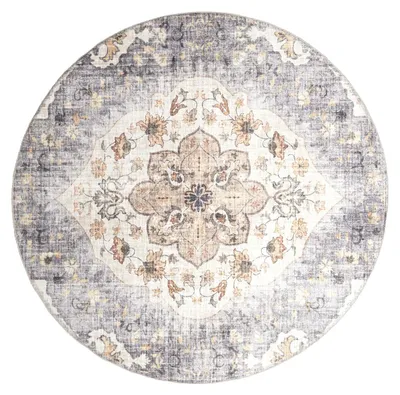 Produktbild von Vintage Gartenteppich Rund - Santo Mandala Blau Grau