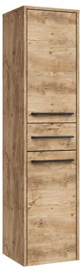 Produktbild von Badplaats Badezimmerschrank Florence 30 x 35 x 130 cm Kastanie Eiche - Hoch Badschrank mit 2 Türen und 1 Schublade