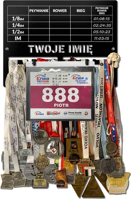 Zdjęcie produktu dla Wieszak na medale i numery startowe REKORDY TRIATHLON twoje imię 421.1