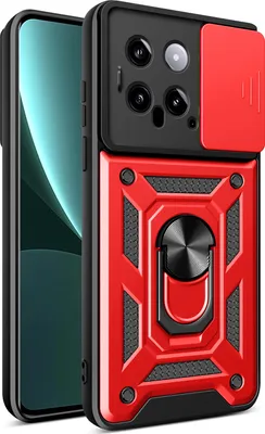 Produktbild von Hülle für Xiaomi 14 Pro Magnetische Ring Ständer Halter Dia Kameraschutz TPU Bumper Silikon Schutzhülle Rot