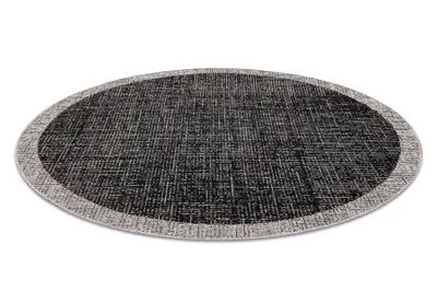 Obrázek produktu pro Kulatý koberec SISAL FLOORLUX 20401 Rám, černý, stříbrný Černá kruh PRŮMĚR 120 cm