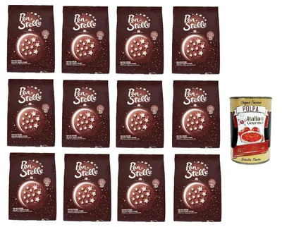 Produktbild von Mulino Bianco Italian Gourmet Bundle Pan di stelle Schokokekse mit Milch 12 x 700 g, knusprige Kakaokekse mit Zuckersternen, Frühstückskekse und Süßgebäck, Vorratspackung 8,4 kg