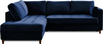 Image de Lisa Design Anna - canapé d'angle gauche - 5 places - convertible - en velours , Bleu nuit