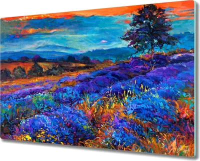 Produktbild von Coloray Hackbrett Küchenbrett Kochplattenabdeckung Schneidebrett Herdabdeckplatte 80x52 cm - Baum Blumen Natur