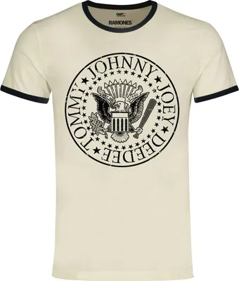 Produktbild von Ramones T-Shirt Herren Hey Ho Let's Go - Ringer Shirt altweiß S