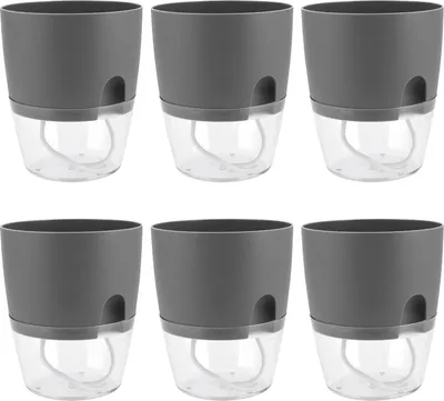 Produktbild von Selbstbewässernde Blumentöpfe - 6 Stück - grau - Kunststoff - 15,3 cm