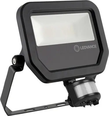 Produktbild von LEDV Flutlichtstr PFM Sensor schwarz IP65 10W 1100lm 3000K sym 159x131x53mm