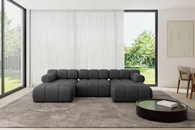 Produktbild von ALTDECOR Modulares Sofa Ecksofa in U-Form - Tesso-U1 - 285x160x70 cm Schwarz Corner modular Sofa Eckcouch Couch Wohnlandschaft Cauchsofa Polstersofa