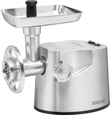 Produktbild von ProfiCook Fleischwolf PC-FW 1173 inkl. 3 Edelstahl-Lochscheiben, Kebbe-und Wurstfülleraufsatz, XXL-Verschlussring, Profi-Metallgetriebe, Vor-und Rücklauffunktion, Edelstahlgehäuse, 2000 Watt, silber