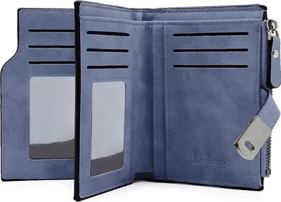 Produktbild von Leder Mini Geldbörse Damen Klein und im Kurzformat Portemonnaie Damen Viele Fächer Portmonee Damen mit 16 Kartenfächer und Reißverschluss Münzfach