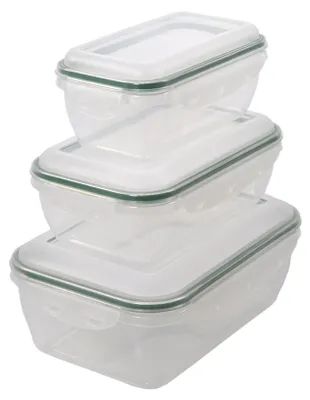 Produktbild von Frischhaltedosen mit Deckel im 3er Set | stapelbar | BPA-frei Kunststoff | auslaufsicher | Klick-Verschluss | Mikrowellengeeignet | auslaufsicher, rechteckig (ca. 800 ml, 1300 ml und 2500 ml)