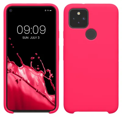 Produktbild von kwmobile Handyhülle für Google Pixel 5 Hülle - Case Silikon - Kabelloses Laden - Schutzhülle Cover in Neon Pink