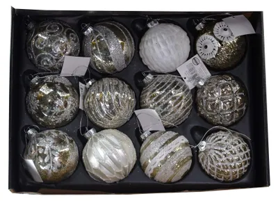Weihnachtskugeln aus Glas, 6 cm, 12er-Set, luxuriöse Dekoration