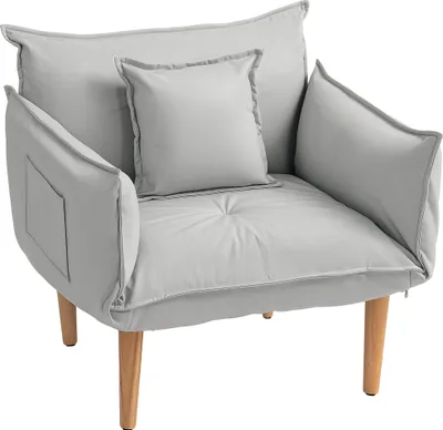 Produktbild von 2-in-1 Verstellbarer Loungesessel, Bodensessel mit Kissen, Polstersessel, für Wohnzimmer, Schlafzimmer, Hellgrau