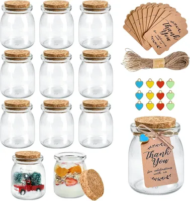 Produktbild von Joghurtgläser 200 ml, 12 Stück, Korkdeckel, für Küche