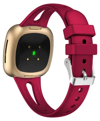 Produktbild von By Qubix passend für Fitbit Versa 3 & 4 / Sense 1 & 2 - Sportarmband Tropfen-Design - Small - Rot