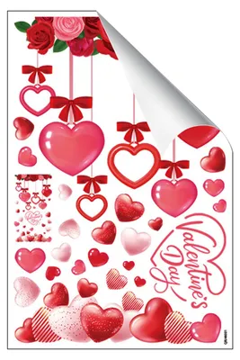 Produktbild von Fensteraufkleber zum Valentinstag: Rote und rosa Herzaufkleber, wiederverwendbare statische Aufkleber für Zuhause, Badezimmer und Büro
