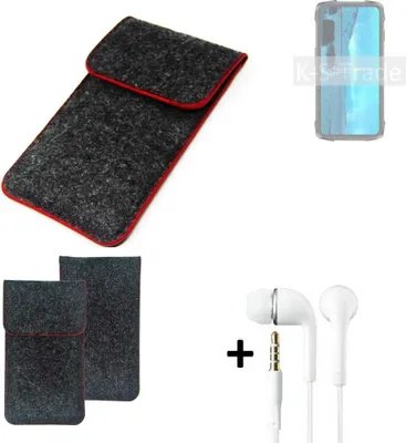 Produktbild von K-S-Trade Handy Schutz Hülle kompatibel mit Cubot KingKong 7 Schutzhülle Handyhülle Filztasche Pouch Tasche Case Sleeve Filzhülle dunkelgrau roter