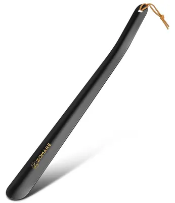Immagine prodotto di Calzascarpe in metallo, lunghi 42 cm, in acciaio inossidabile nero, con cordino per appenderli