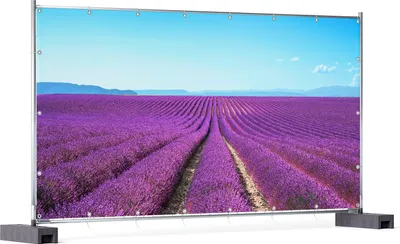 Produktbild von Wallario XXL Outdoor-Poster für Garten oder Balkon, Motiv Lavendelfeld unter blauem Himmel, in ca. 340 x 173 cm