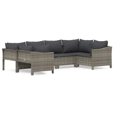 Obrázok produktu pre vidaXL 6-dielna záhradná súprava s vankúšmi Grey Poly Rattan