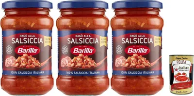 Produktbild von Sugo Ragù Salsiccia Condimento per Pasta, Fertig Soße mit 100% italienischer Wurst, 3x 300g + Italian Gourmet polpa 400g