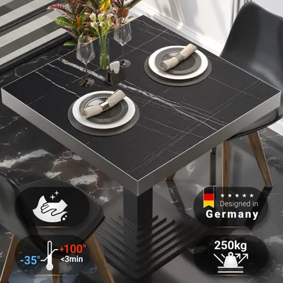 Produktbild von BRASIL | Gastro Tischplatte | B:T 50 x 50 cm | Schwarz Marmor | Quadratisch | Gastro Tischplatte
