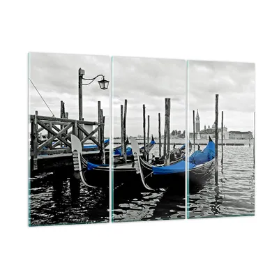Produktbild von Bilder auf glas - Venedig Gondel Leuchtturm - 105x70cm - Glasbilder - Wandbilder - Kunstdruck - zum Aufhängen bereit - Wanddekoration aus Glas - Glas Bilder - Wandbild auf Glas - GCE105x70-0446