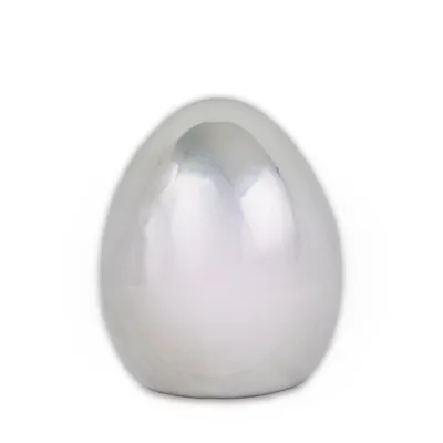 Immagine prodotto di Uovo di porcellana argento lucido decorazione pasquale altezza 8cm