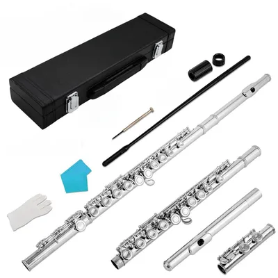 Querflöte 16 Klappen C-Flöte versilbert mit Etui