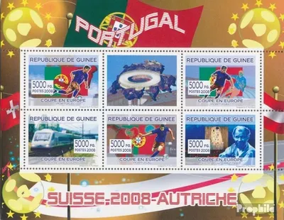 Produktbild von Briefmarken Guinea 2008 Mi 5391-5395 Kleinbogen (kompl. Ausgabe) postfrisch Portugal-Fußballspieler, Gustav Klimt