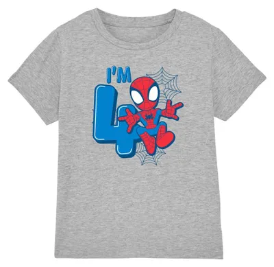 Produktbild von Marvel Spiderman Cute Spidey Birthday 4 Kinder T-Shirt, Athletisches Heather-Gra