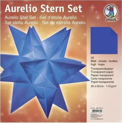 Produktbild von Faltblätter Aurelio Stern Transparentpapier 115g/qm 30x30cm 33 Blatt blau