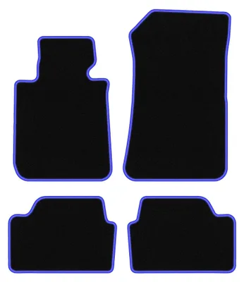 Image de Tapis de sol en moquette pour BMW 1 E87 2004-2011 (à hayon) – jeu 4 pièces, noir/bleu, sur mesure – Wielganizator CARLUX